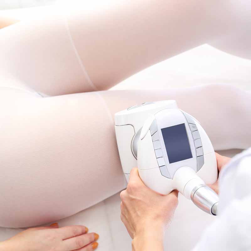 Endermologie treatment in-progress on thigh with Cellu M6 machine